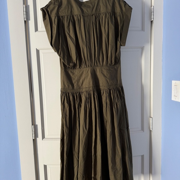 Ulla Johnson Charlie Midi Dress in Army Green Cotton - 8 - Picture 6 of 7